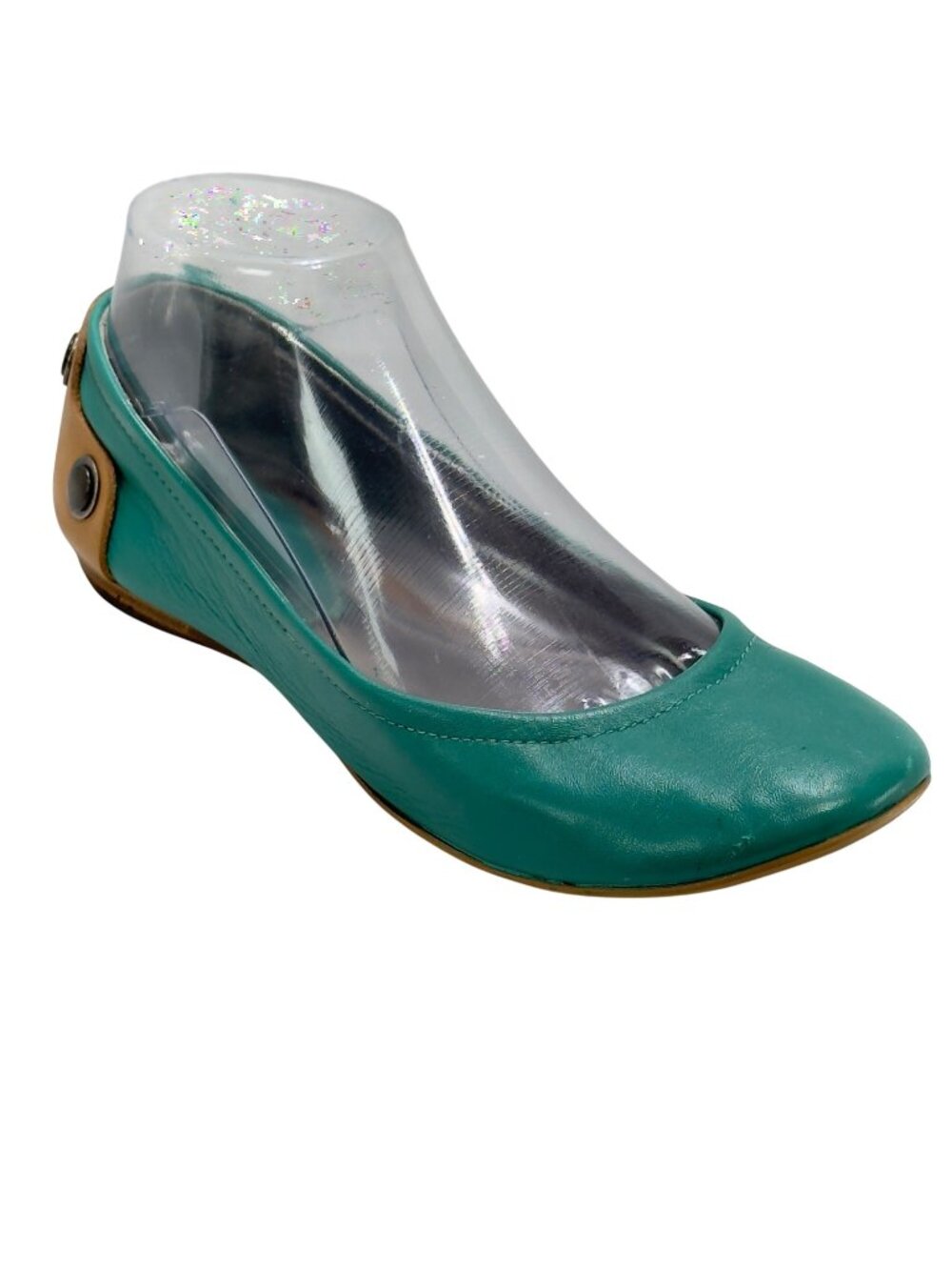 B MAKOWSKY Remi Women's Teal Tan Leather Ballet Flats Size 6.5